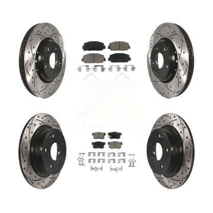 Drilled Slot Disc Brake Rotor Ceramic Pad Front Rear Kit For 2017-2022 Acura ILX
