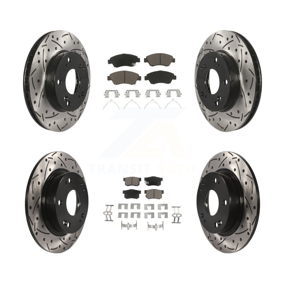 Drilled Slot Brake Rotor Ceramic Pad Front Rear Kit For 2013-2015 Acura ILX 1.5L