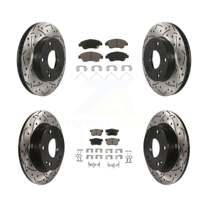 Drilled Slot Brake Rotor Ceramic Pad Front Rear Kit For 2013-2015 Acura ILX 1.5L