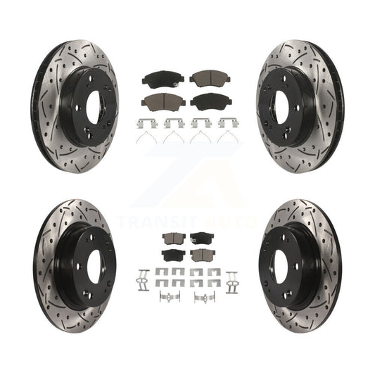 Drilled Slot Brake Rotor Ceramic Pad Front Rear Kit For 2013-2015 Acura ILX 1.5L