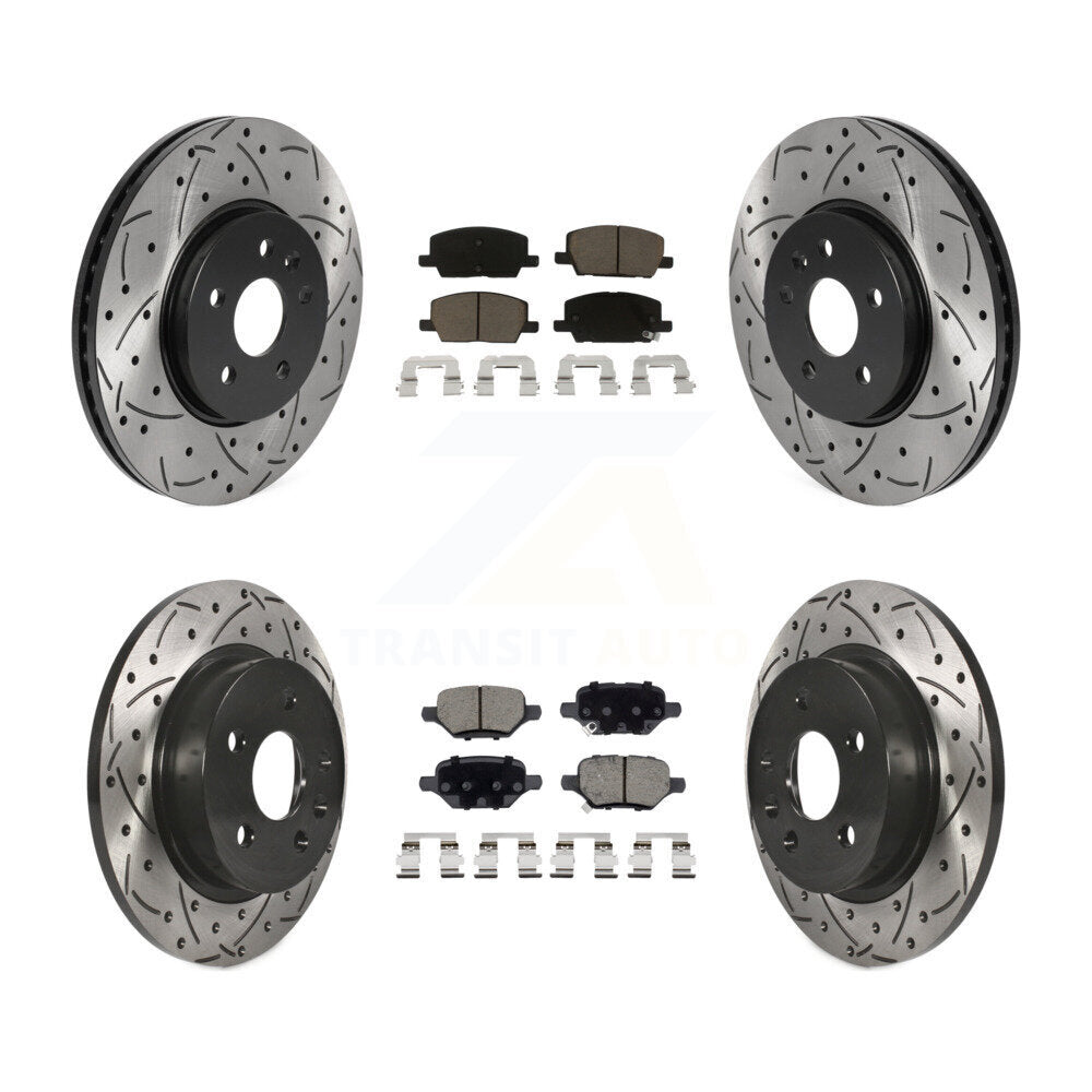 Drilled Slot Brake Rotor & Ceramic Pad Front Rear Kit For Buick Encore Chevrolet
