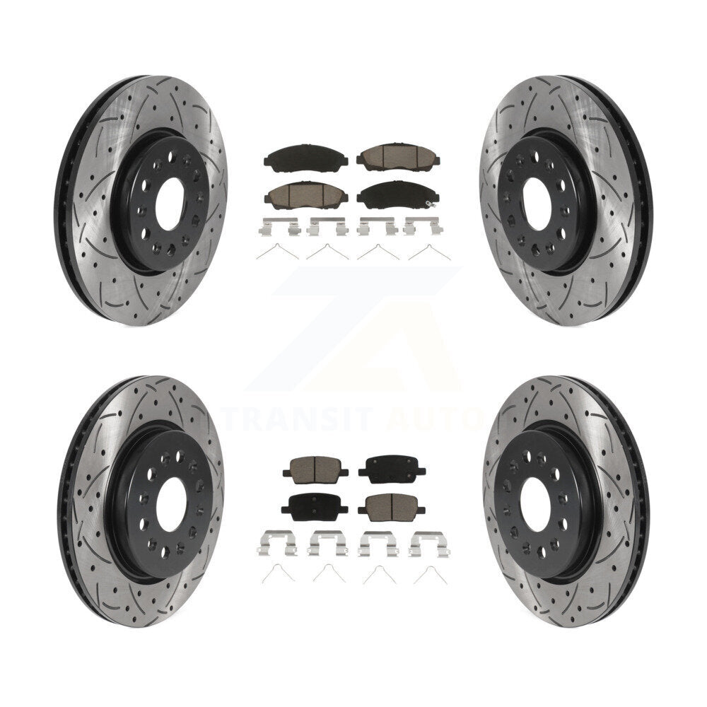 Drilled Slot Brake Rotor & Ceramic Pad Front Rear Kit For Chevrolet Traverse GMC