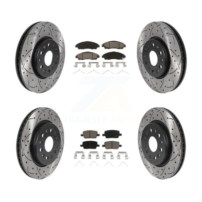 Drilled Slot Brake Rotor & Ceramic Pad Front Rear Kit For Chevrolet Traverse GMC