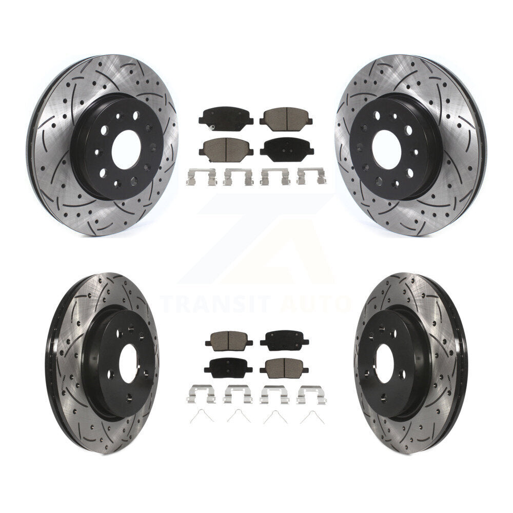 Coat Drill Slot Disc Brake Rotor Ceramic Pad Front Rear Kit For Chevrolet Camaro