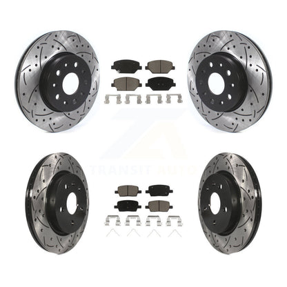 Coat Drill Slot Disc Brake Rotor Ceramic Pad Front Rear Kit For Chevrolet Camaro