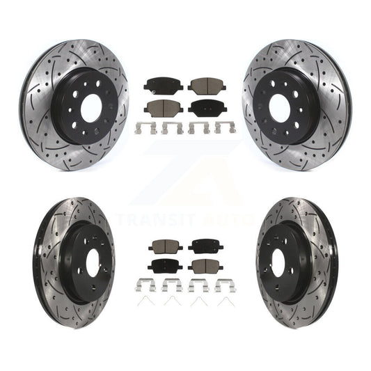 Coat Drill Slot Disc Brake Rotor Ceramic Pad Front Rear Kit For Chevrolet Camaro