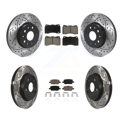 Drill Slot Brake Rotors Ceramic Pad Front Rear Kit For Chevrolet Camaro Cadillac