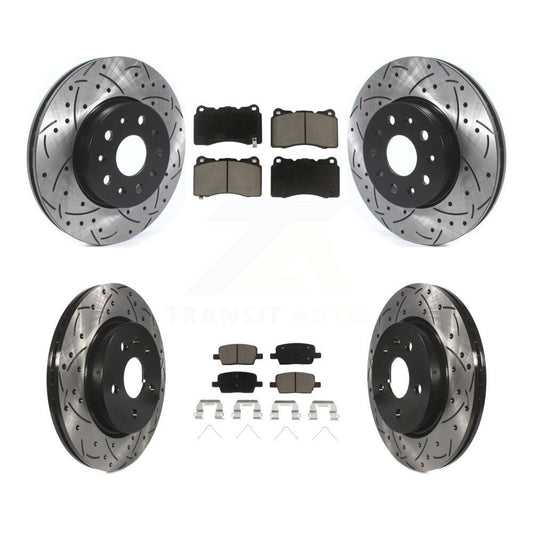 Drill Slot Brake Rotors Ceramic Pad Front Rear Kit For Chevrolet Camaro Cadillac