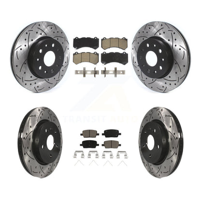Drilled Slot Brake Rotor & Ceramic Pad Front Rear Kit For Chevrolet Camaro LT LS
