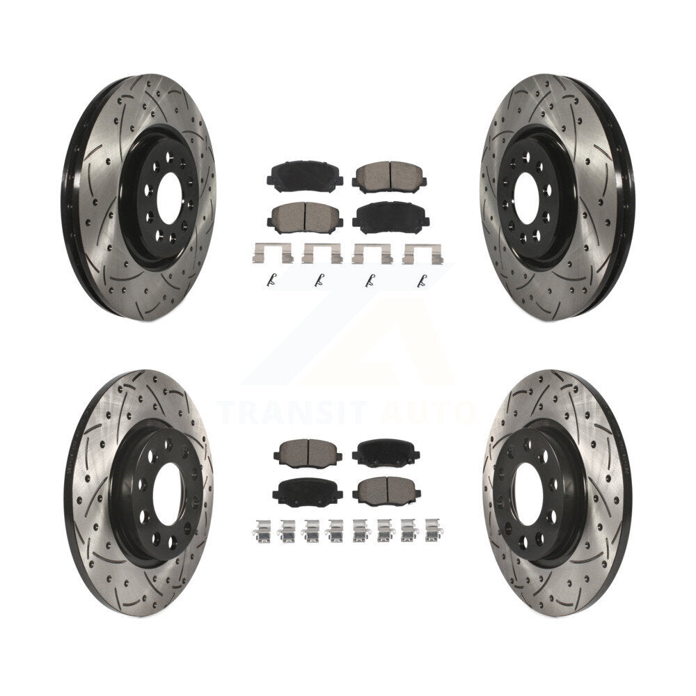 Coated Drilled Slot Disc Brake Rotor Ceramic Pad Front Rear Kit For Chrysler 200