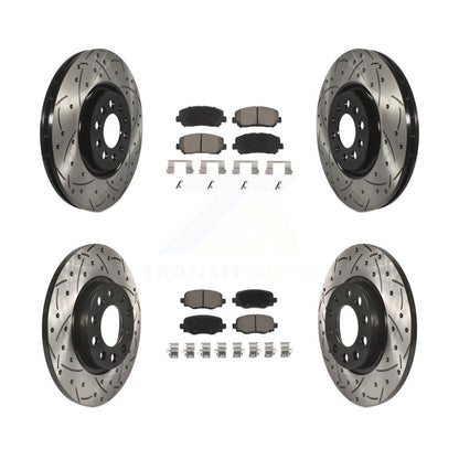 Coated Drilled Slot Disc Brake Rotor Ceramic Pad Front Rear Kit For Chrysler 200