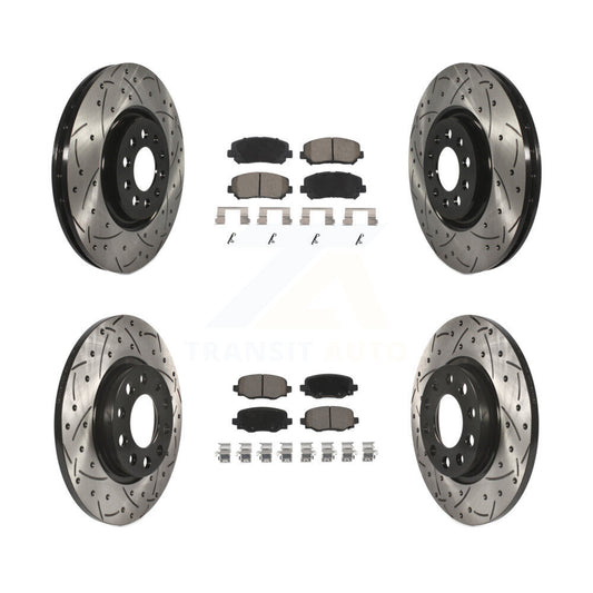 Coated Drilled Slot Disc Brake Rotor Ceramic Pad Front Rear Kit For Chrysler 200