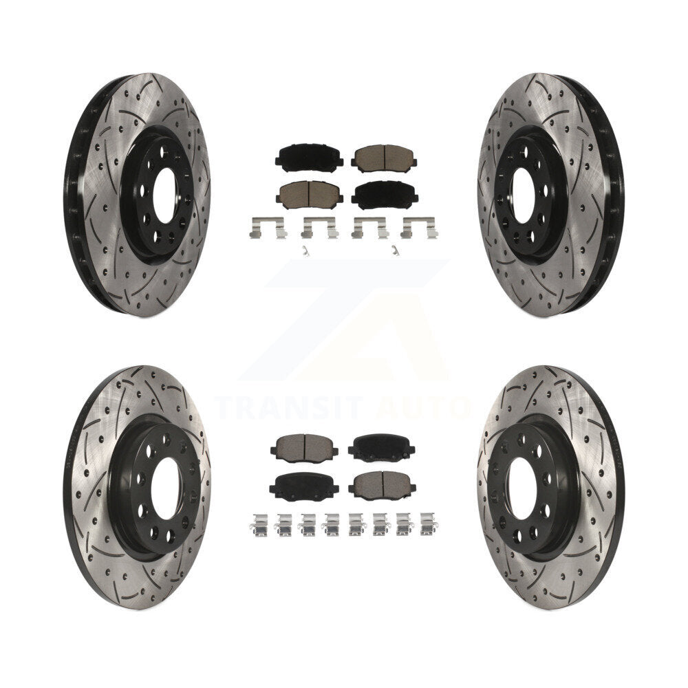 Coated Drilled Slot Disc Brake Rotor Ceramic Pad Front Rear Kit For Chrysler 200