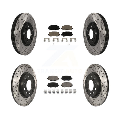 Coated Drilled Slot Disc Brake Rotor Ceramic Pad Front Rear Kit For Chrysler 200