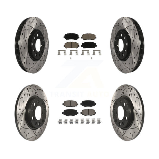 Coated Drilled Slot Disc Brake Rotor Ceramic Pad Front Rear Kit For Chrysler 200
