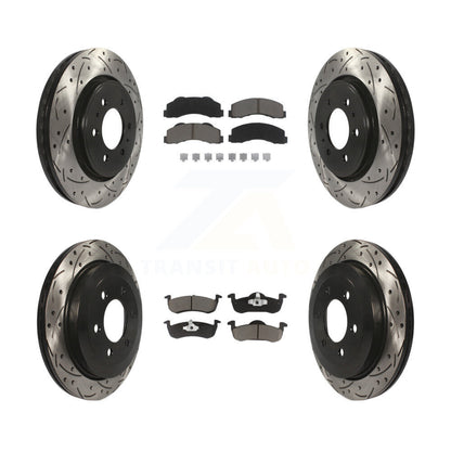 Drilled Slot Brake Rotors Ceramic Pad Front Rear Kit For Ford Expedition Lincoln