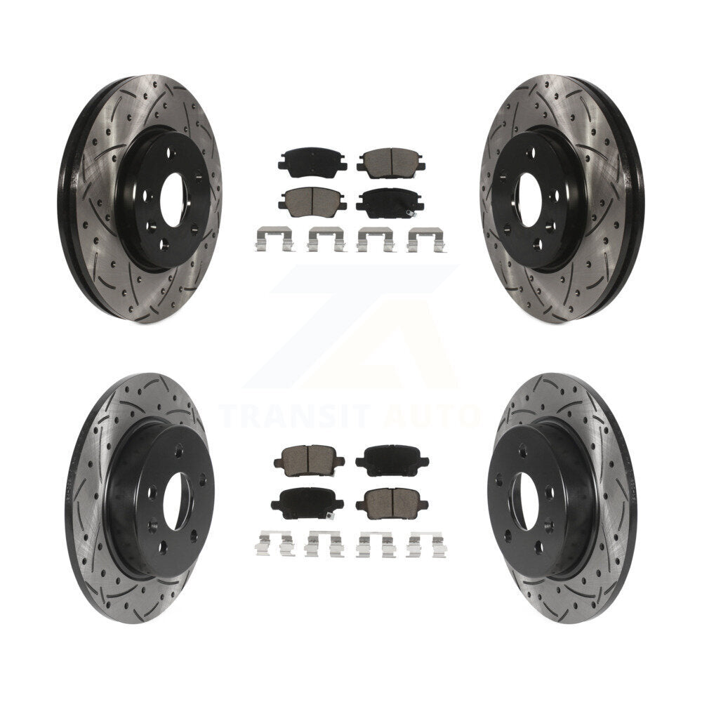 Drilled Slot Brake Rotors Ceramic Pad Front Rear Kit For Chevrolet Cruze Bolt EV
