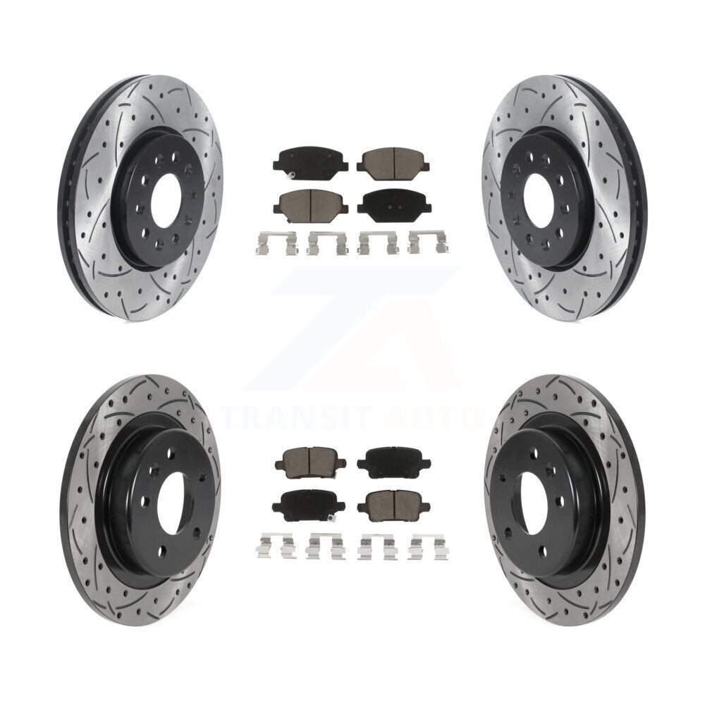 Drill Slot Disc Brake Rotor Ceramic Pad Front Rear Kit For Chevrolet Equinox GMC