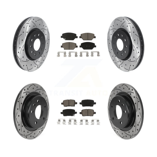 Drill Slot Disc Brake Rotor Ceramic Pad Front Rear Kit For Chevrolet Equinox GMC