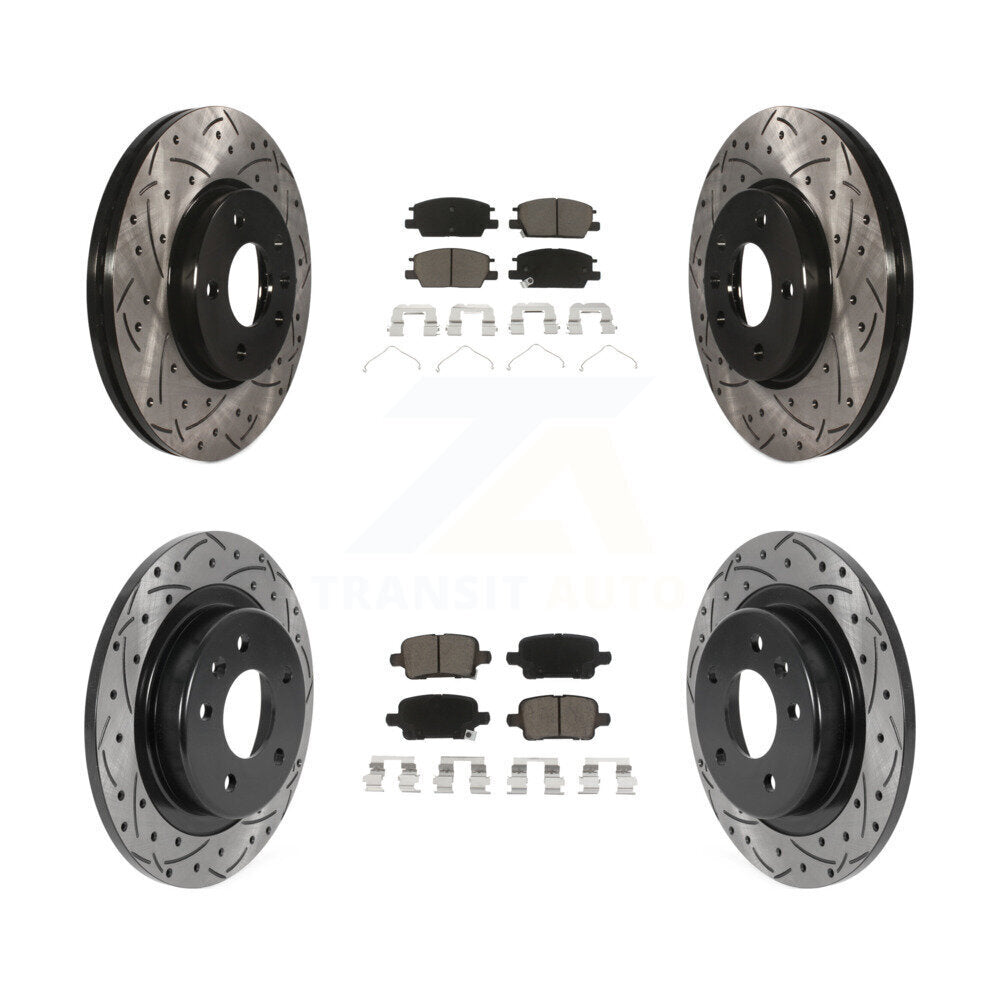 Drill Slot Disc Brake Rotor Ceramic Pad Front Rear Kit For Chevrolet Equinox GMC