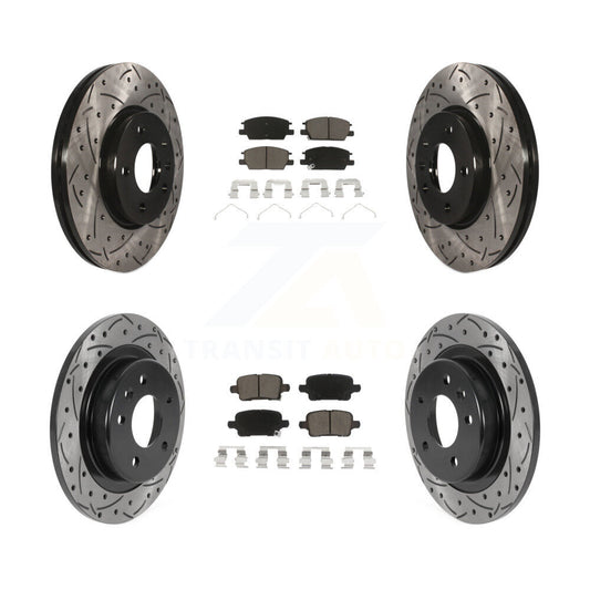 Drill Slot Disc Brake Rotor Ceramic Pad Front Rear Kit For Chevrolet Equinox GMC