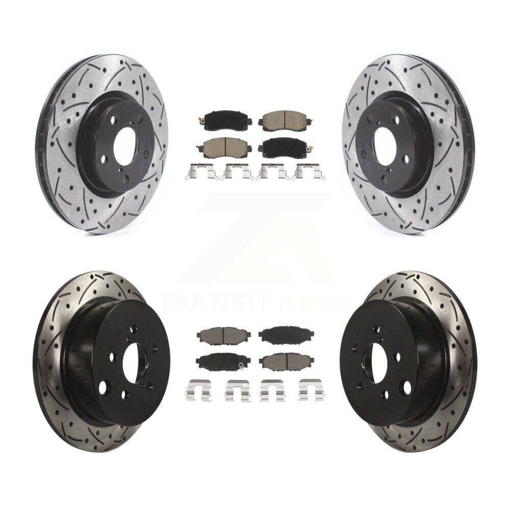 Coated Drill Slot Disc Brake Rotor Ceramic Pad Front Rear Kit For Subaru Impreza