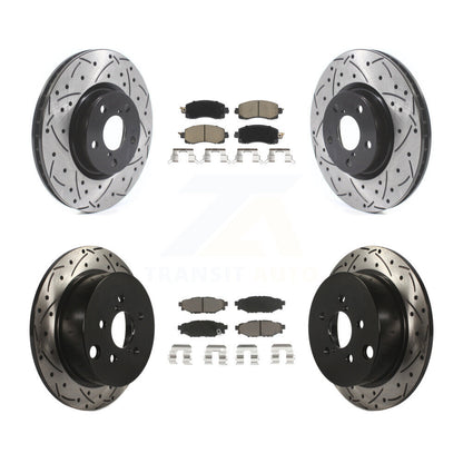Coated Drill Slot Disc Brake Rotor Ceramic Pad Front Rear Kit For Subaru Impreza
