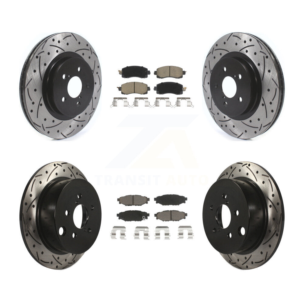 Drilled Slot Brake Rotor Ceramic Pad Front Rear Kit For Subaru Crosstrek Impreza
