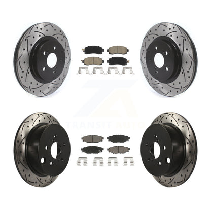 Drilled Slot Brake Rotor Ceramic Pad Front Rear Kit For Subaru Crosstrek Impreza