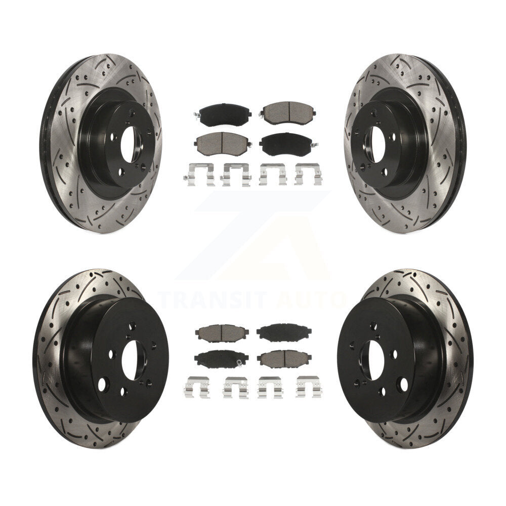 Drilled Slot Disc Brake Rotors Ceramic Pad Front Rear Kit For Subaru Forester XV