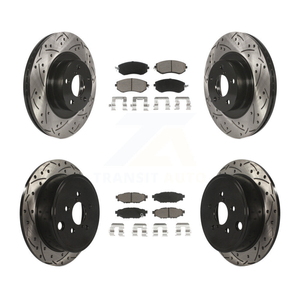 Drilled Slot Brake Rotors Ceramic Pad Front Rear Kit For Subaru Impreza Forester