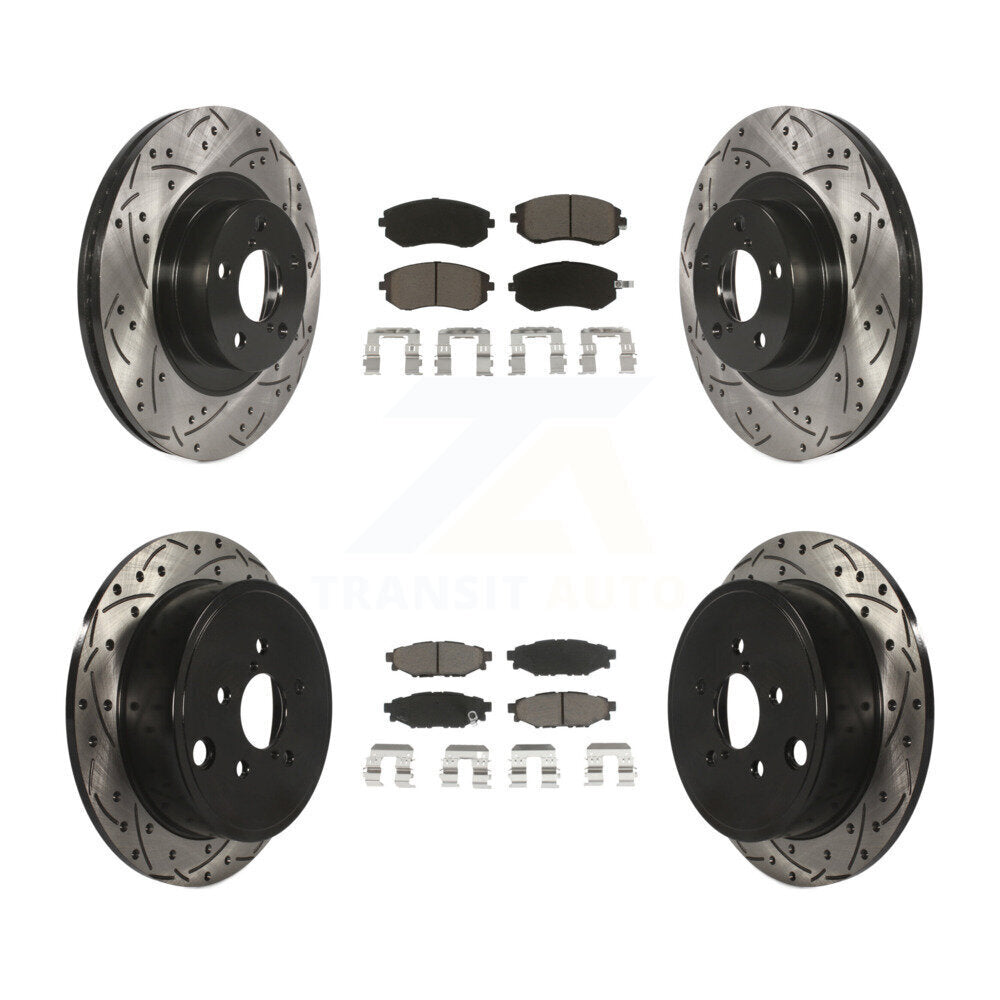 Drill Slot Brake Rotor Ceramic Pad Front Rear Kit For Subaru Outback Impreza WRX