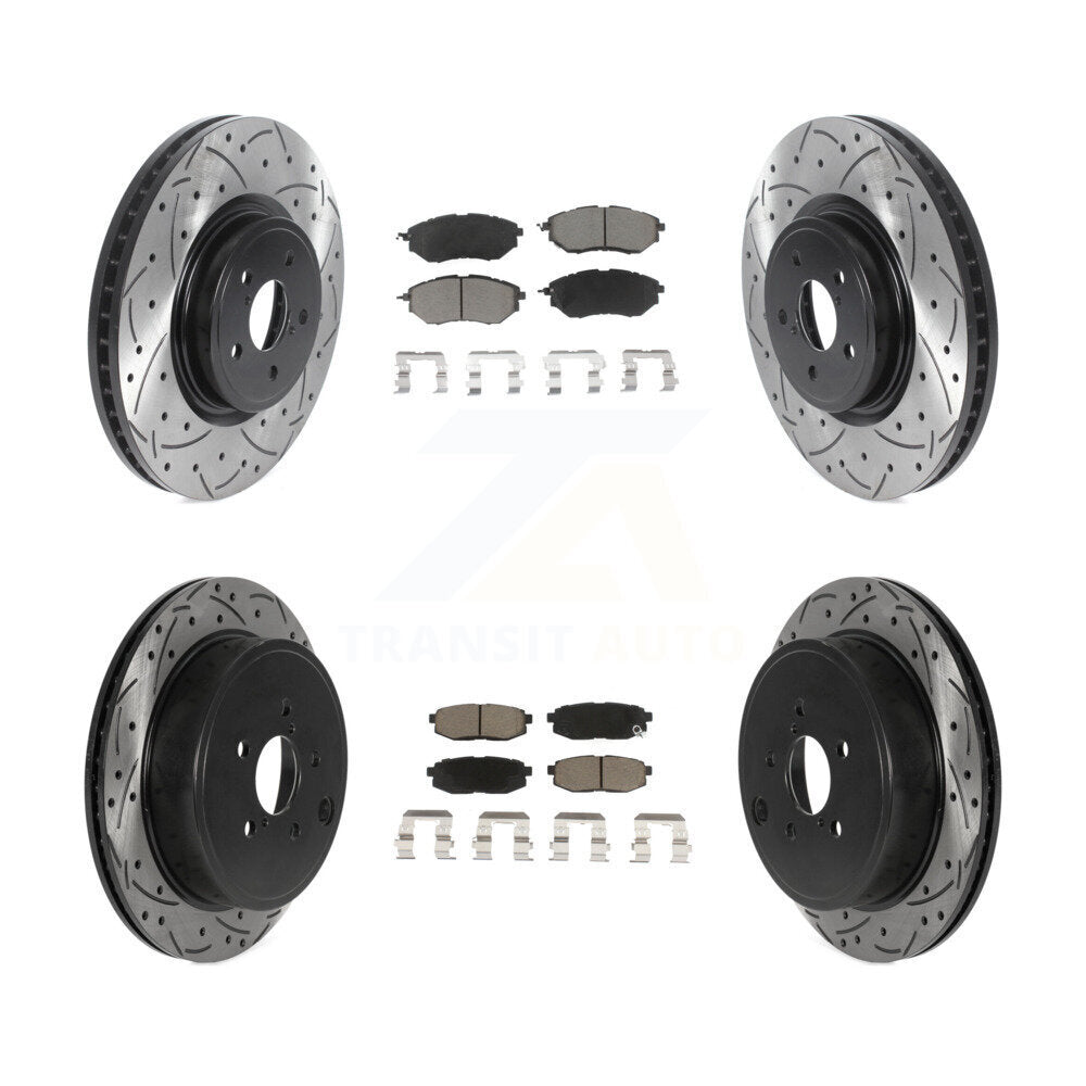 Drill Slot Disc Brake Rotor Ceramic Pad Front Rear Kit For Subaru Outback Legacy