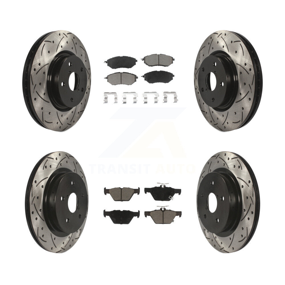 Drill Slot Brake Rotors Ceramic Pad Front Rear Kit For Subaru Outback WRX Legacy