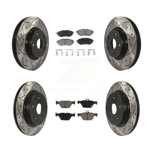 Drill Slot Brake Rotors Ceramic Pad Front Rear Kit For Subaru Outback WRX Legacy