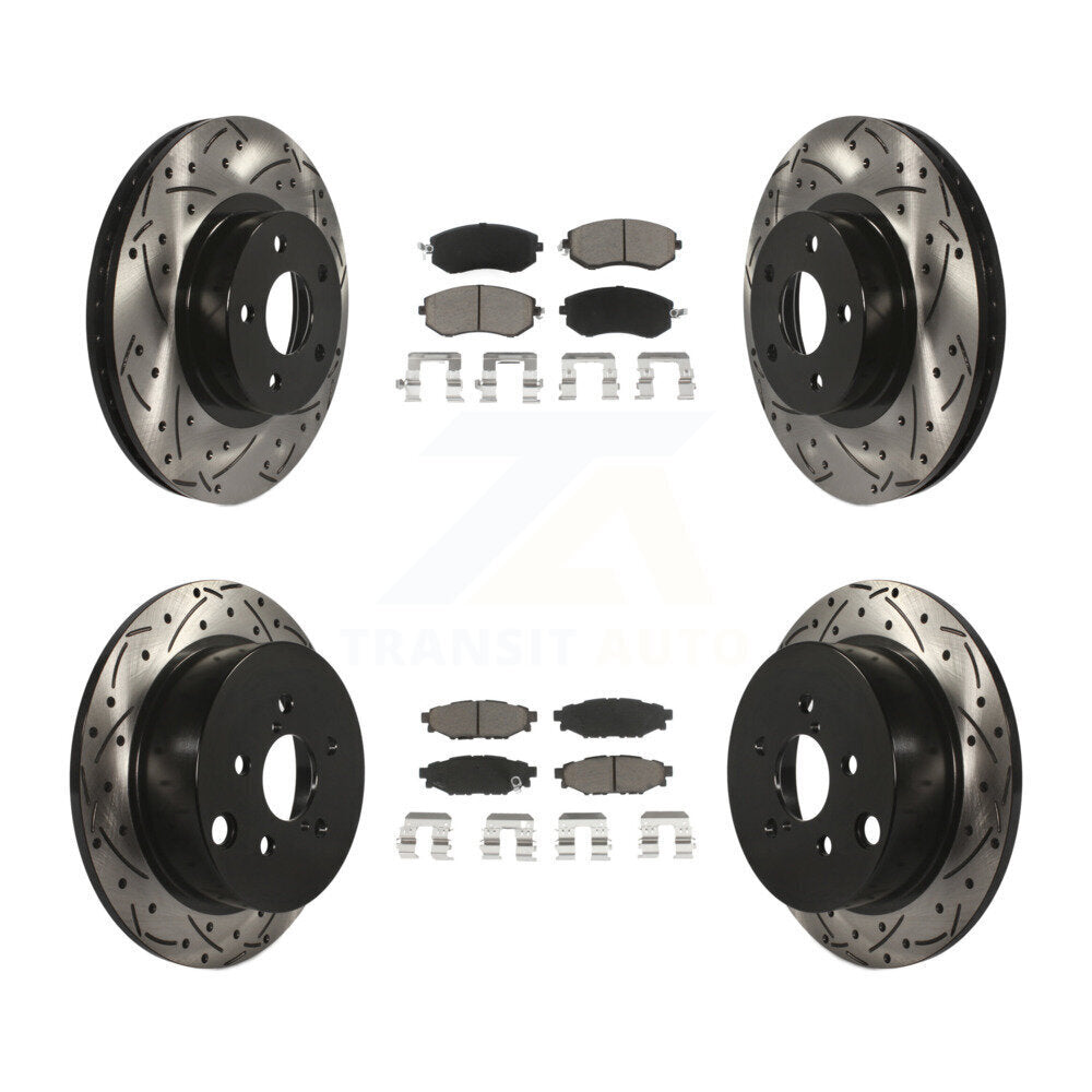 Coated Drill Slot Disc Brake Rotor Ceramic Pad Front Rear Kit For Subaru Impreza