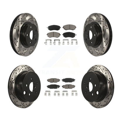 Coated Drill Slot Disc Brake Rotor Ceramic Pad Front Rear Kit For Subaru Impreza