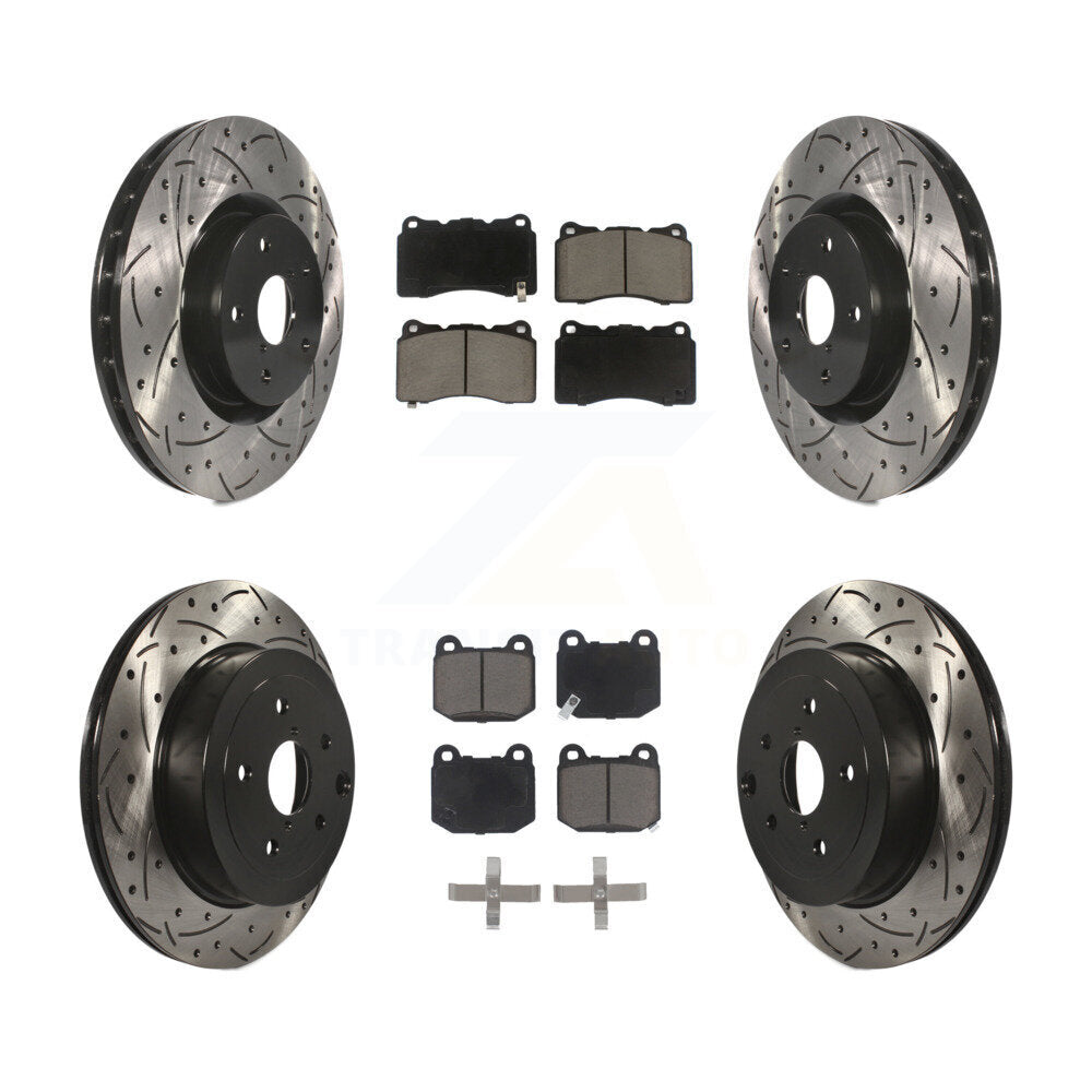 Drilled Slot Brake Rotor & Ceramic Pad Front Rear Kit For Subaru Impreza WRX STI