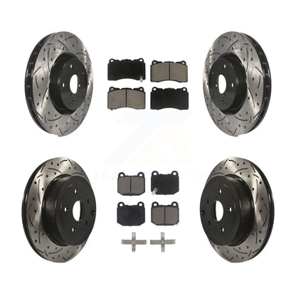 Drilled Slot Brake Rotor & Ceramic Pad Front Rear Kit For Subaru Impreza WRX STI
