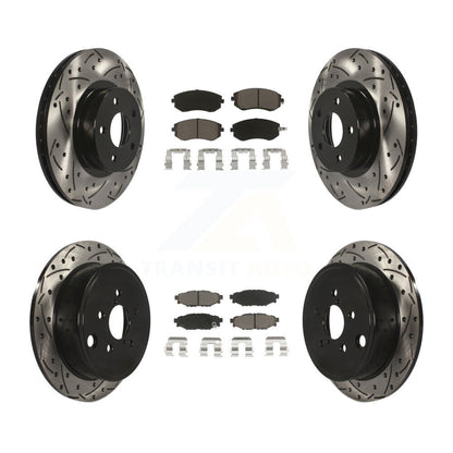 Coated Drill Slot Disc Brake Rotor Ceramic Pad Front Rear Kit For Subaru Impreza