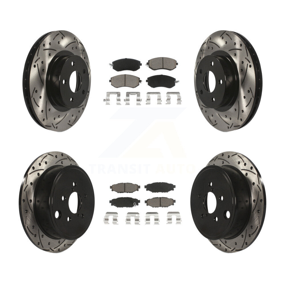 Coated Drill Slot Disc Brake Rotor Ceramic Pad Front Rear Kit For Subaru Impreza
