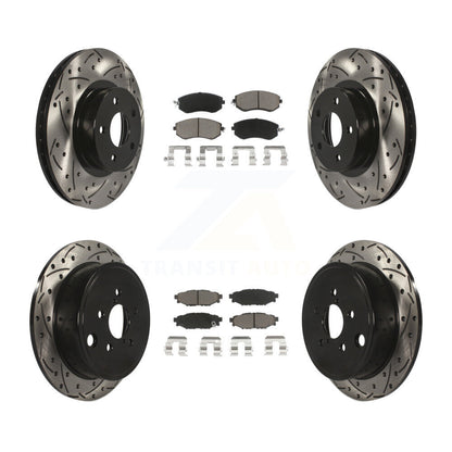 Coated Drill Slot Disc Brake Rotor Ceramic Pad Front Rear Kit For Subaru Impreza