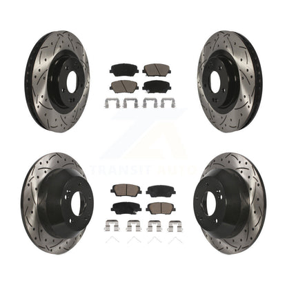 Drill Slot Brake Rotors Ceramic Pad Front Rear Kit For Kia Sorento Hyundai Santa