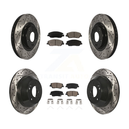Drilled Slot Disc Brake Rotor Ceramic Pad Front Rear Kit For Hyundai Santa Fe XL