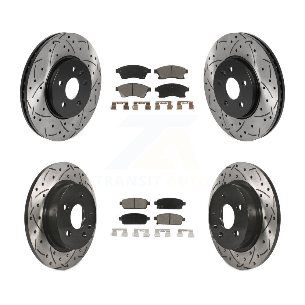 Drilled Slot Brake Rotor Ceramic Pad Front Rear Kit For 13-14 Chevrolet Sonic RS