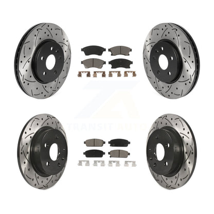 Drilled Slot Brake Rotor Ceramic Pad Front Rear Kit For 13-14 Chevrolet Sonic RS