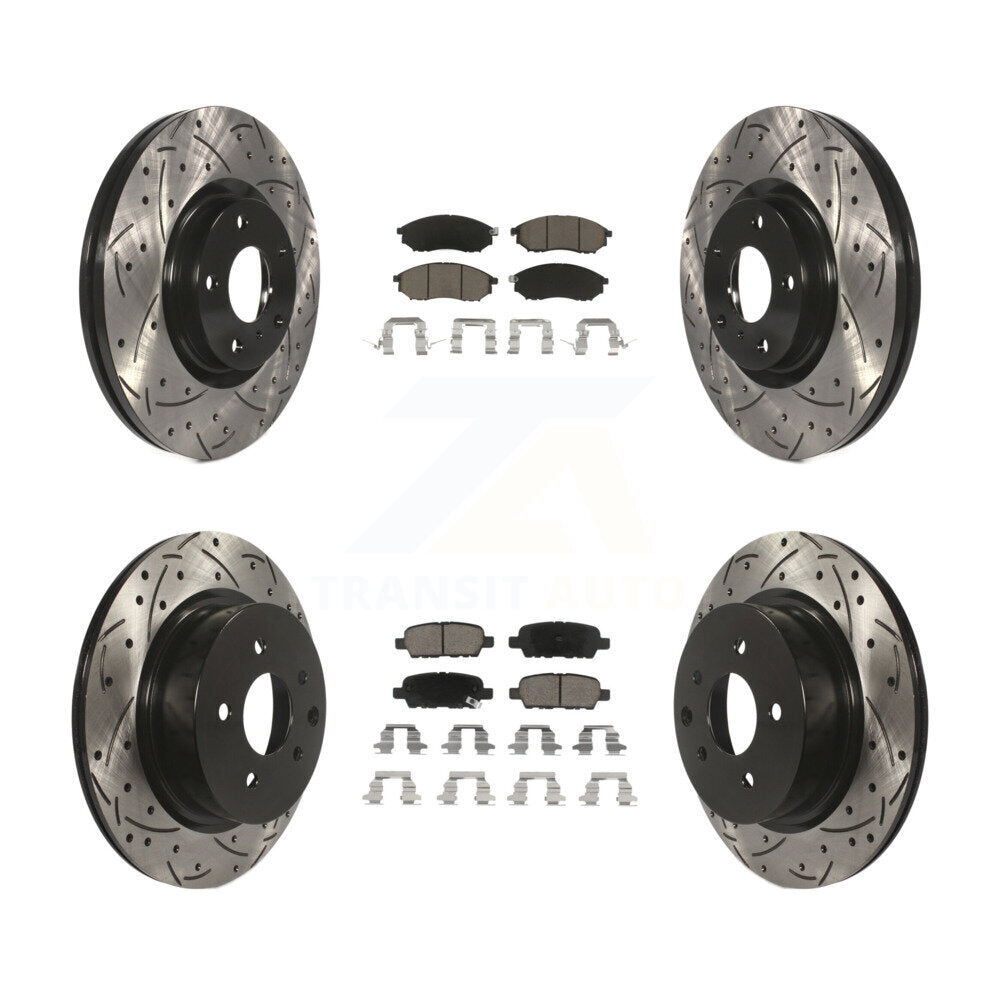 Drill Slot Brake Rotor Ceramic Pad Front Rear Kit For INFINITI G37 EX35 G35 QX50