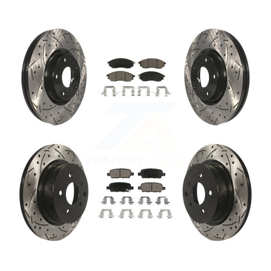 Drill Slot Brake Rotor Ceramic Pad Front Rear Kit For INFINITI G37 EX35 G35 QX50