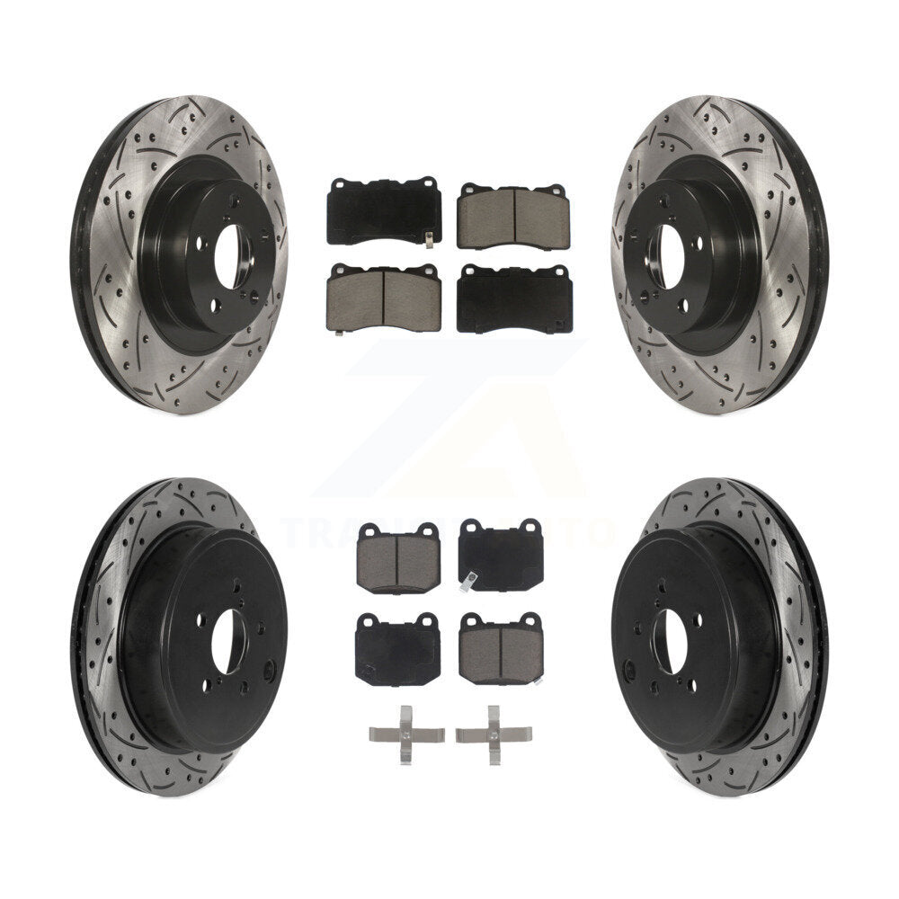 Coated Drilled Slotted Disc Brake Rotor Ceramic Pad Front Rear Kit For Toyota 86
