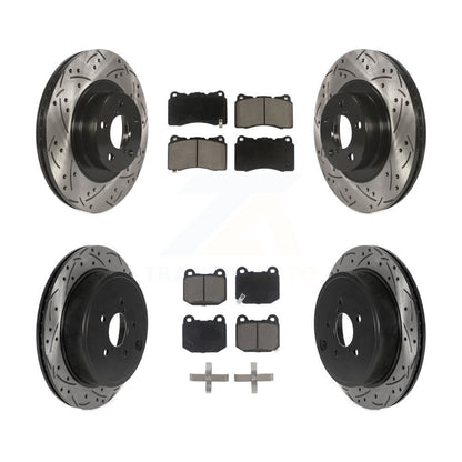 Coated Drilled Slotted Disc Brake Rotor Ceramic Pad Front Rear Kit For Toyota 86